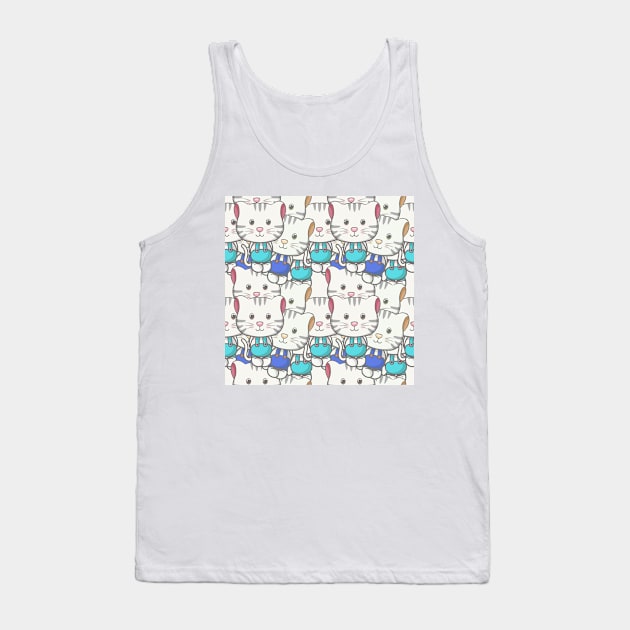 Cute Cat Seamless Patterns Tank Top by labatchino